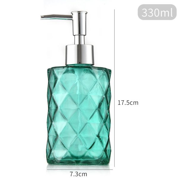 11 Oz Stylish Glass Soap Dispenser With Geometric Pattern - Image 2