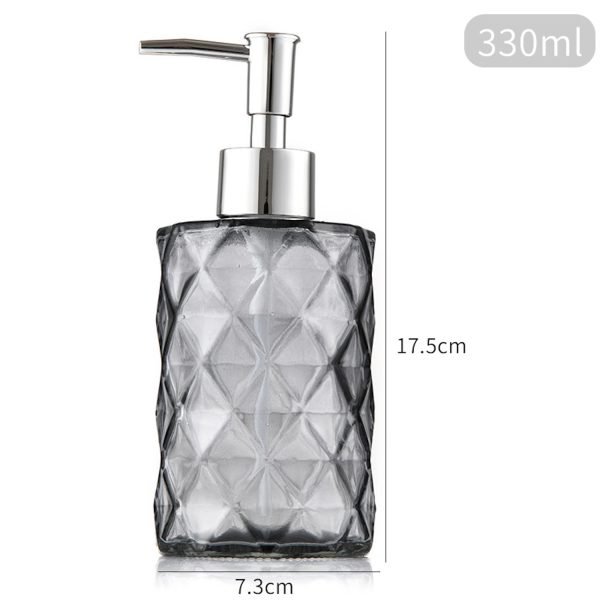 11 Oz Stylish Glass Soap Dispenser With Geometric Pattern - Image 3