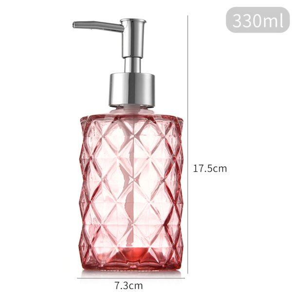 11 Oz Stylish Glass Soap Dispenser With Geometric Pattern - Image 4