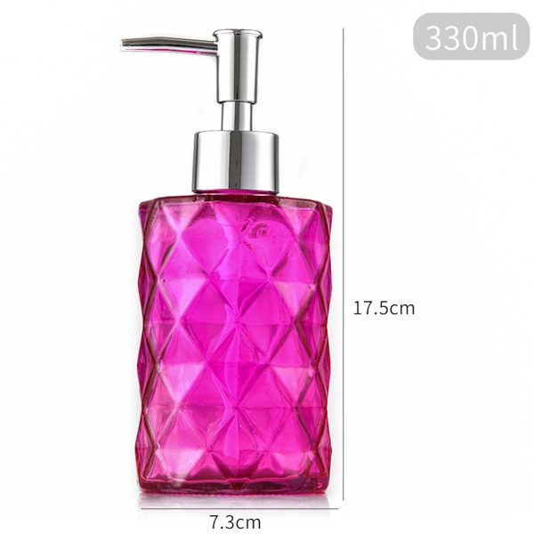 11 Oz Stylish Glass Soap Dispenser With Geometric Pattern