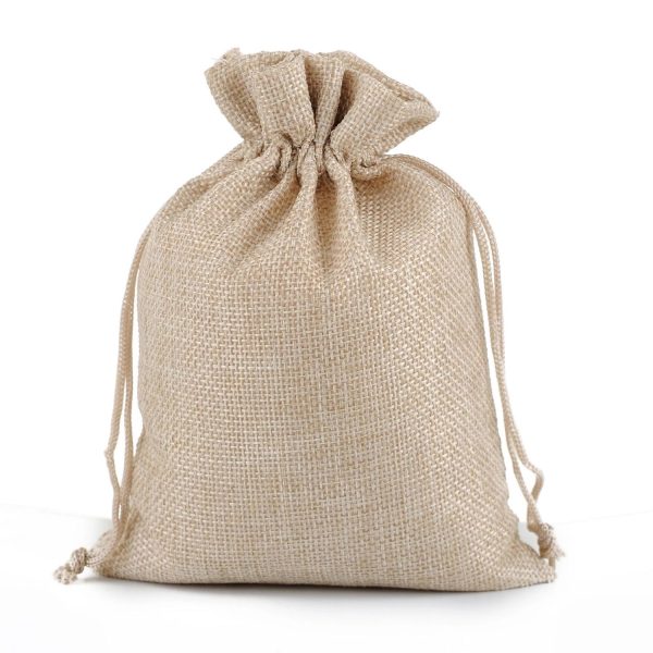 Medium Natural Burlap Pouches Jute Drawstring Bags 5" X 7" - Image 3