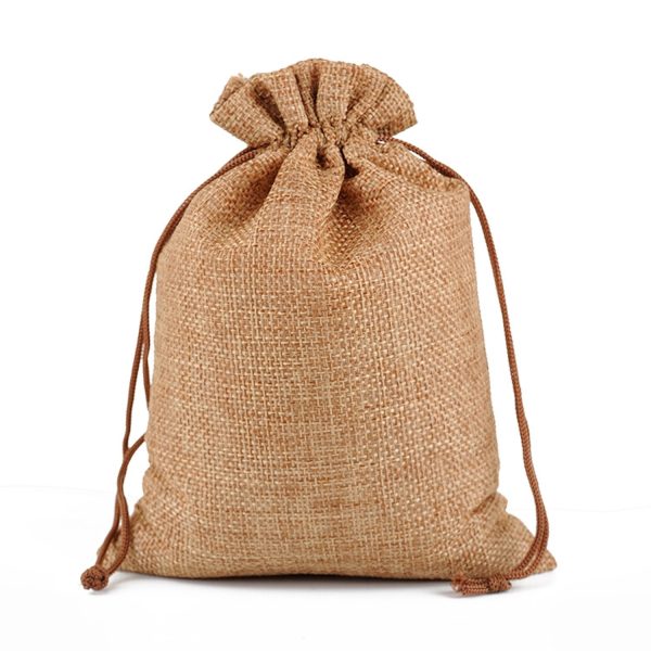 Medium Natural Burlap Pouches Jute Drawstring Bags 5" X 7"