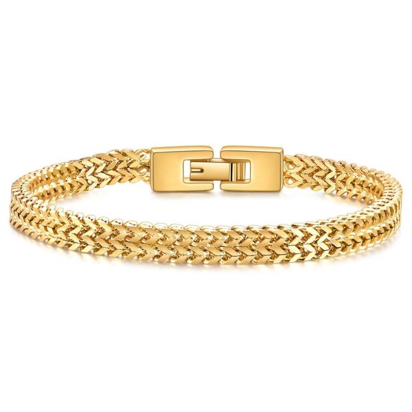Men'S Stainless Steel Double Franco Chain Bracelet - Image 2