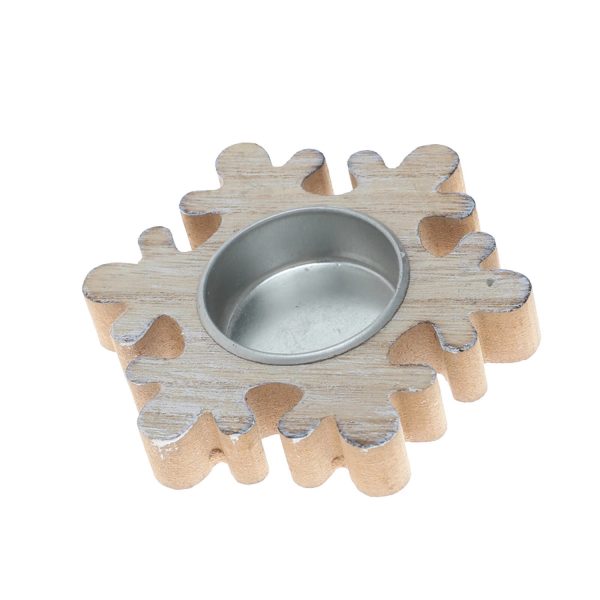 Christmas Wooden Snowflake Candlestick - Image 2