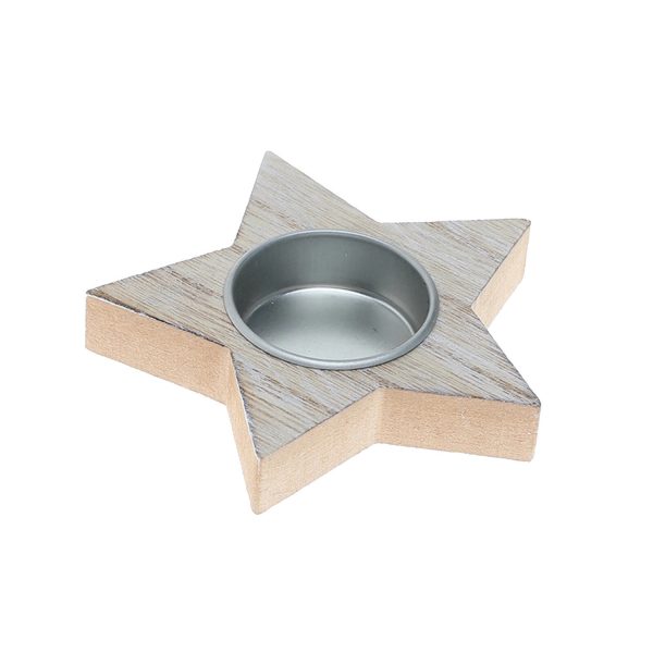 Christmas Wooden Snowflake Candlestick - Image 3