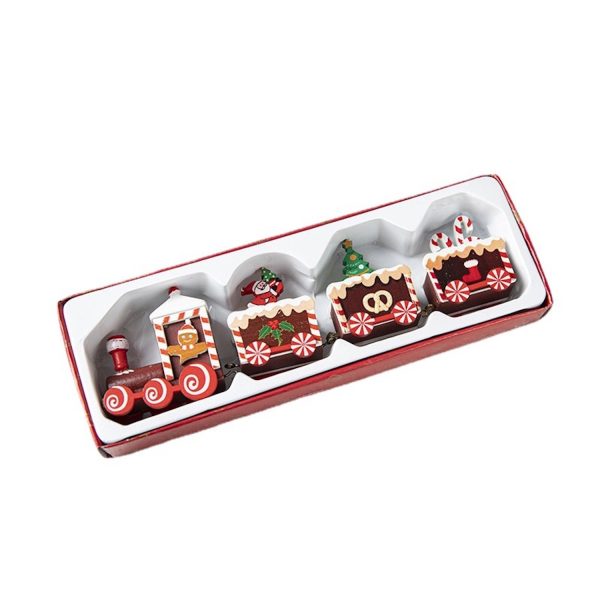 Happy Trees Wooden Christmas Train With Snowman