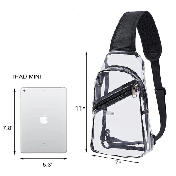 11"X 7" Clear Sling Bag Chest Backpack With Front Pocket - Image 2