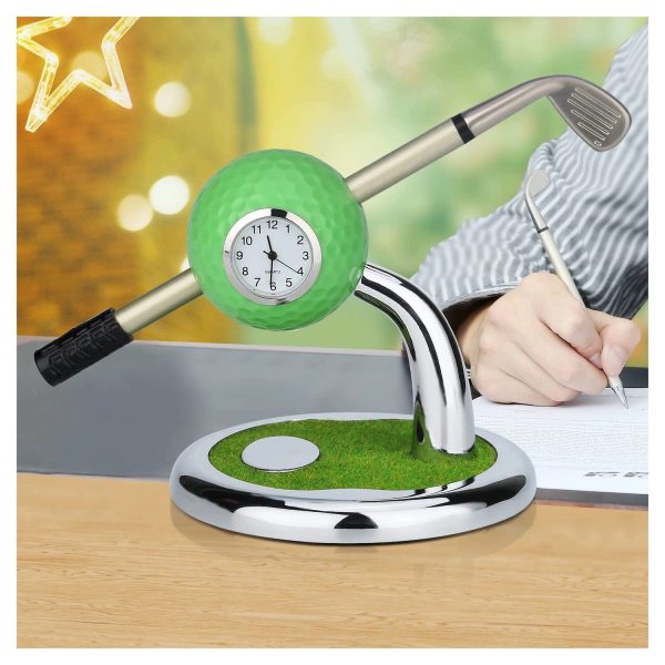 Golf Ball Pen Holder With Clock