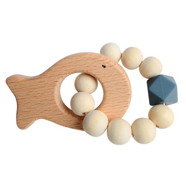 Natural Wood Teething Rattle : 3 M+