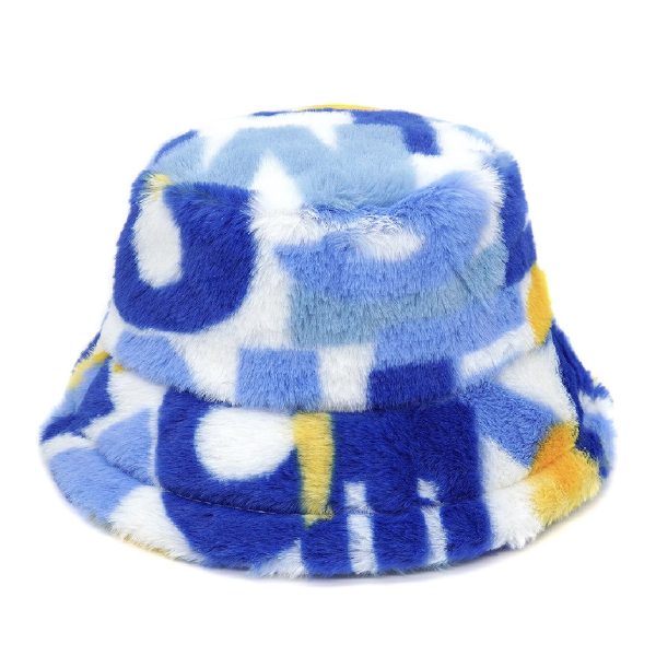 Color Block Fuzzy Bucket Hat