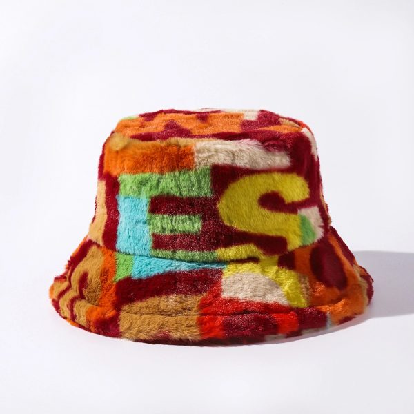 Color Block Fuzzy Bucket Hat - Image 12