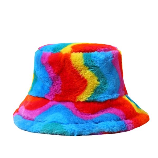 Color Block Fuzzy Bucket Hat - Image 15