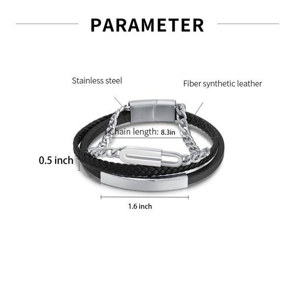Multi layer woven leather bracelet - Image 3