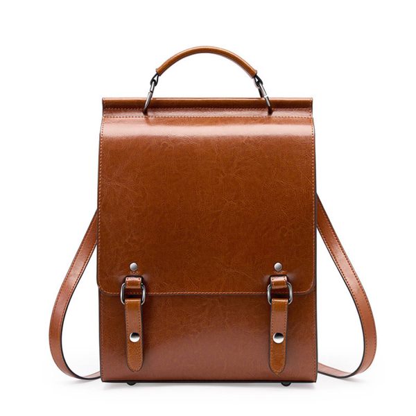 Genuine Leather Ladies Vintage Large Black College Backpacks