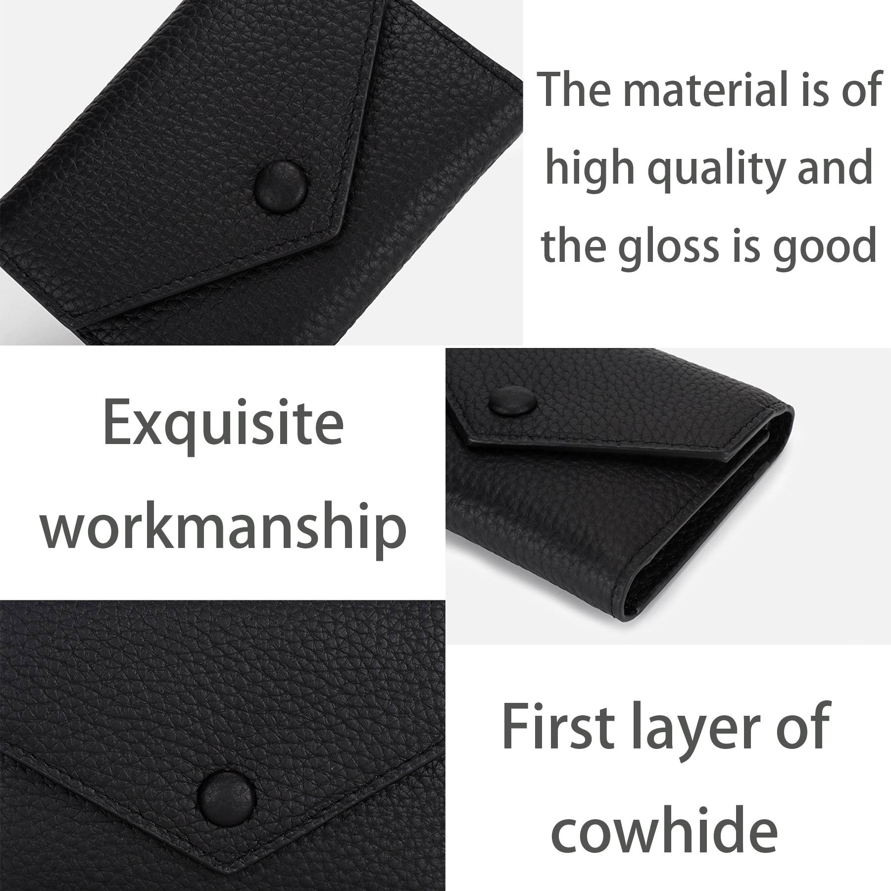 Genuine Leather Simple folding envelope coin wallet - Image 9