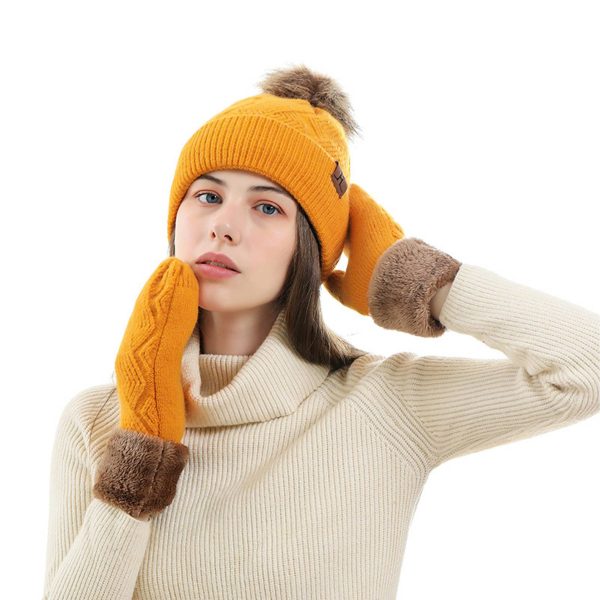 Winter Fashion Outdoor Windproof Hat Gloves Sets