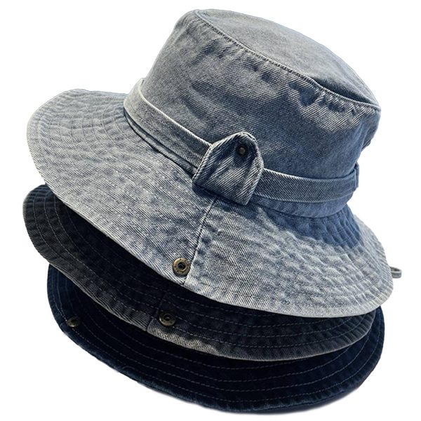 Women Cotton Travel Denim Bucket Hat - Image 8