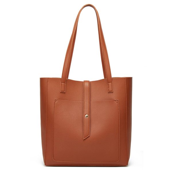 PU Simple solid color tote bag for women