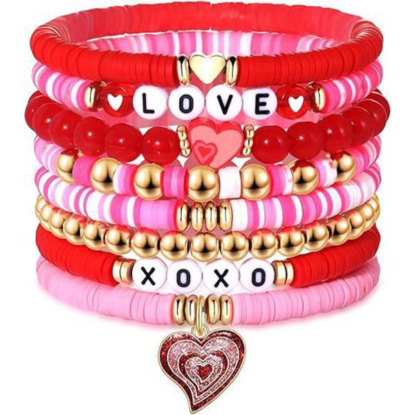 Acrylic Plastic Pink heart pendant beaded bracelet - Image 2