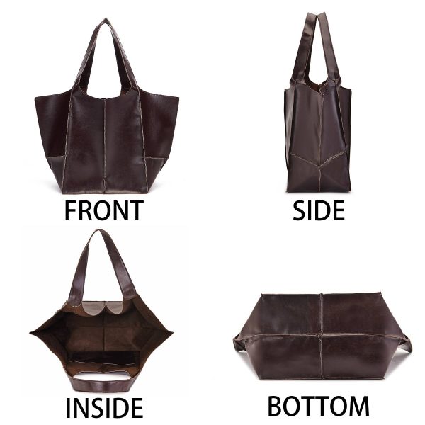 PU Large capacity wax peel ancient oil tote bag - Image 7