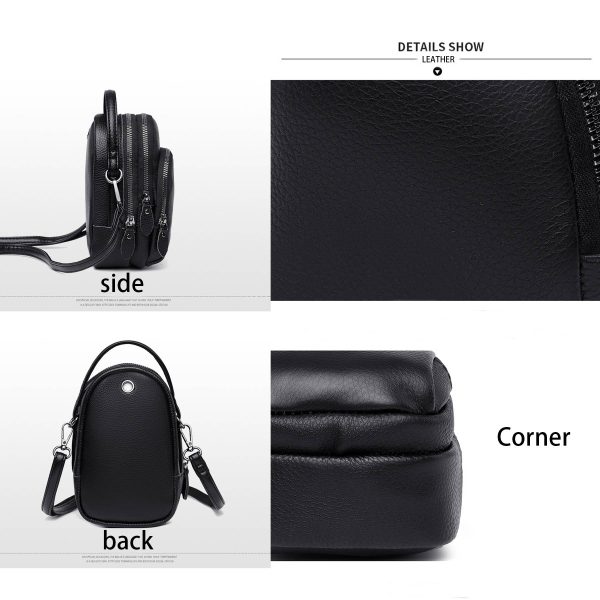 Genuine Leather Two Compartment Phone Crossbody Mini Bag - Image 4