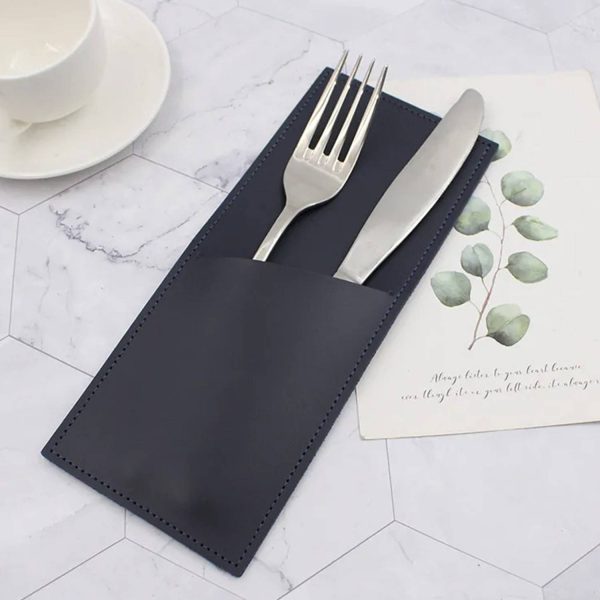 Leather Cutlery Sleeve Utensil Holder - Image 2