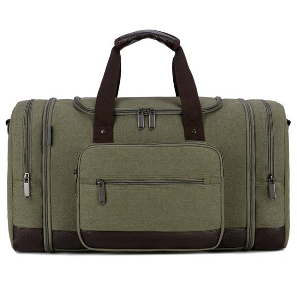 Canvas Shoe Compartment Travel Tote Duffel Bag - Image 2