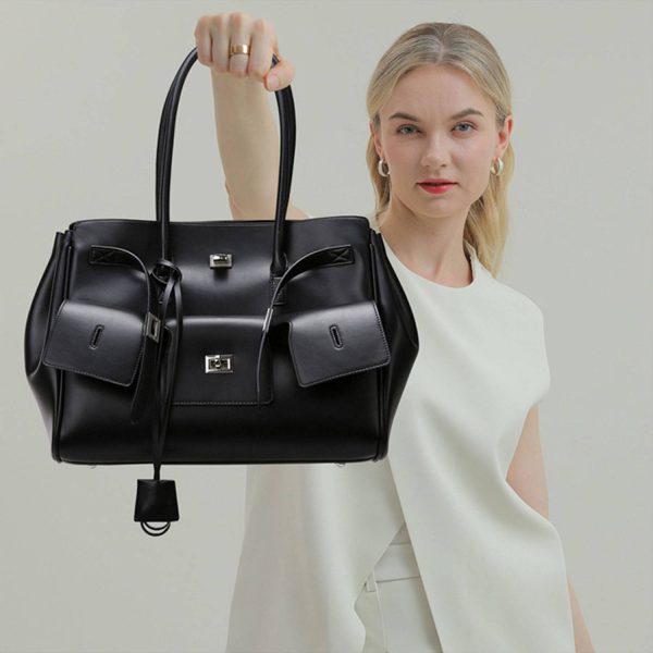 Spacious PU Leather Tote Bag Comfortable Grip - Image 7