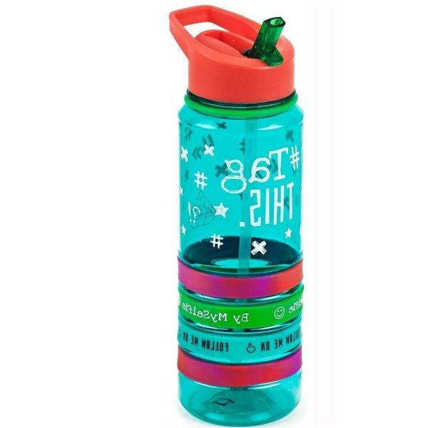 26Oz Lightweight Durable Plastic Water Bottle W/ Straw