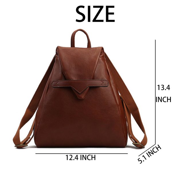 Genuine Leather Solid color commuter backpack - Image 5