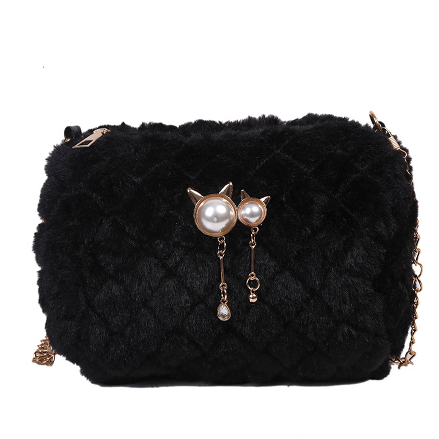 Cotton Stylish versatile cross-body plush chain shoulder bag - Image 3