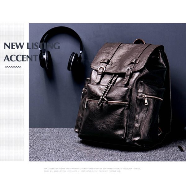 PU soft leather backpack - Image 3