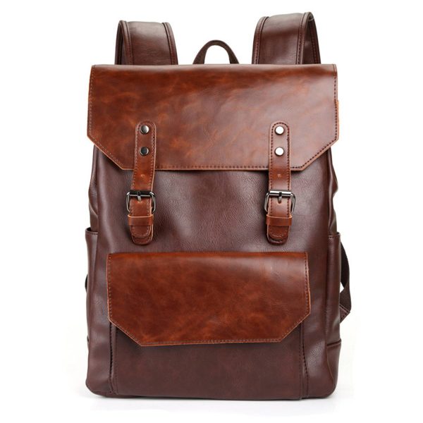 PU Weekend Travel Vintage Laptop Bookbag Backpack for Men