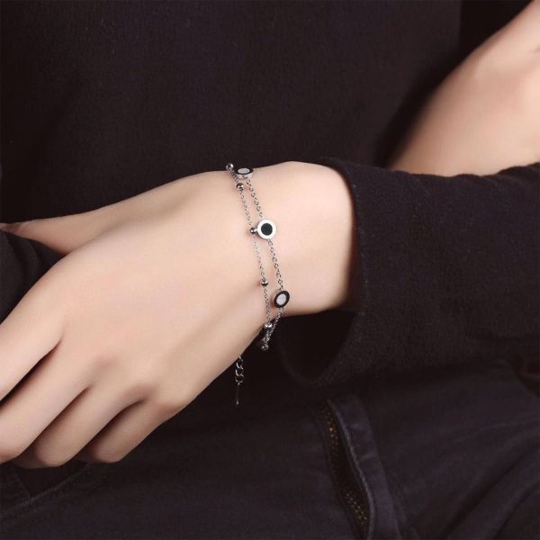 Stainless Steel Simple black and white shell bracelet - Image 4