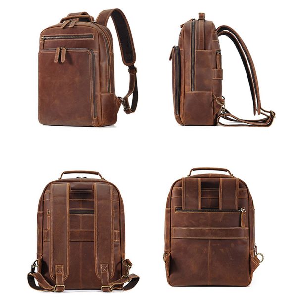 Genuine Vintage Leather Backpack For Men 15.6" Laptop Bag - Image 3