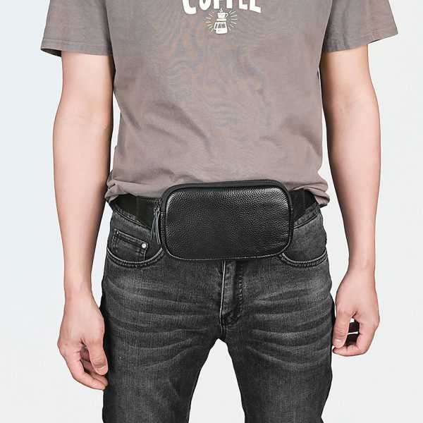 Men'S Genuine Leather Adjustable Waist Bag