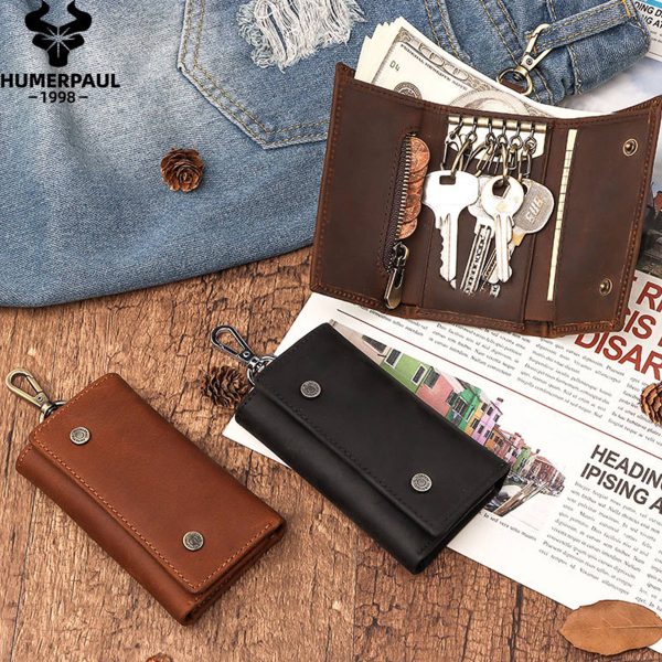 Genuine leather keychain wallet