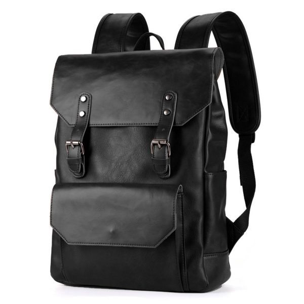 PU Weekend Travel Vintage Laptop Bookbag Backpack for Men - Image 3