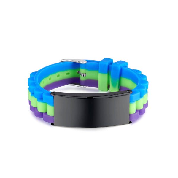 Silicone stainless steel multi-color bracelet