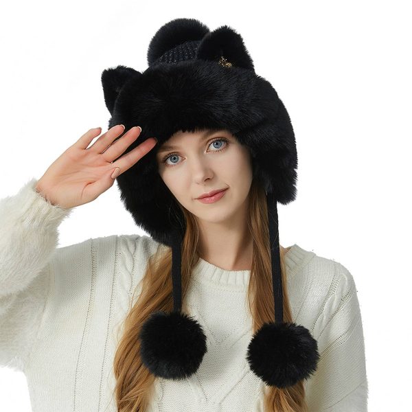 Women Winter Warm Cute Cat Ears Knitted Beanie Hat - Image 7