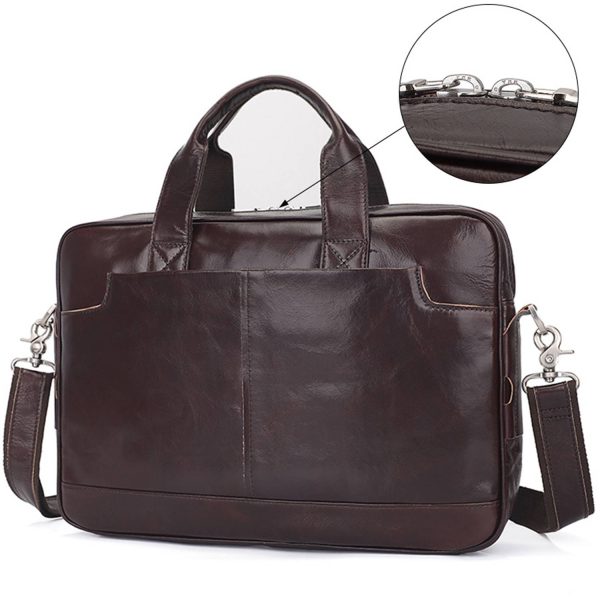 Genuine Leather Briefcase Messenger 15.6 Inch Laptop Bag - Image 3