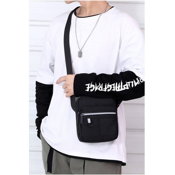 Mini Canvas Portable mobile phone coin Crossbody Bag for Men - Image 3