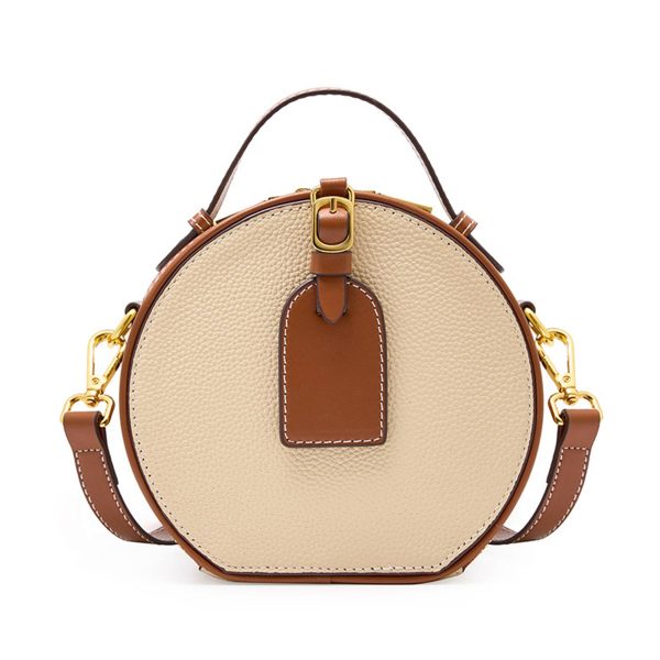 Genuine Leather Round hand-held women's Crossbody bag - Image 3