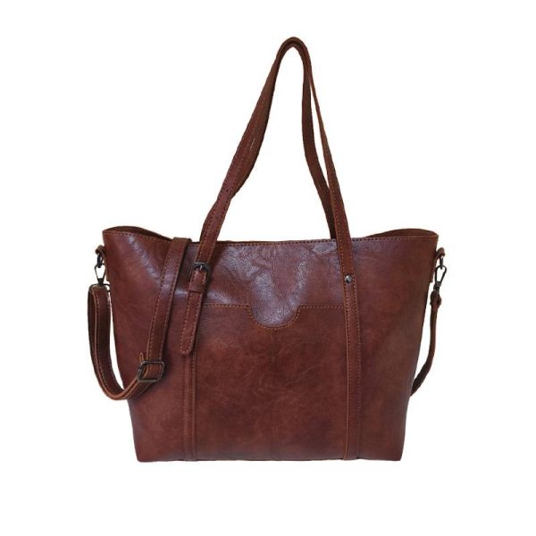 Large-Capacity Vintage Pu Leather Tote Bag - Image 3
