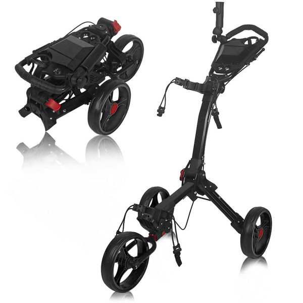 3 Wheel Foldable Lightweight Aluminum Golf Push Cart - Image 2