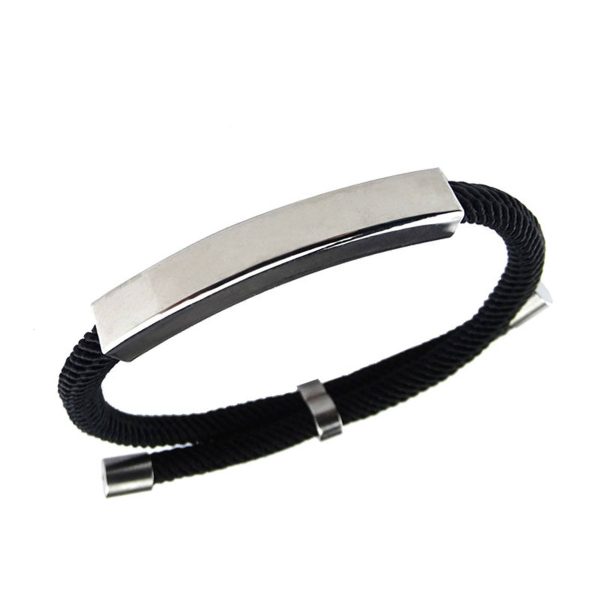 Stainless steel braided cotton rope bracelet