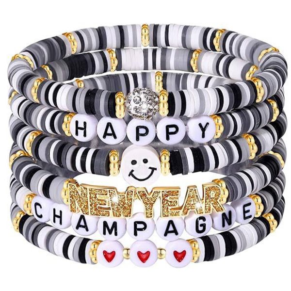 Plastic Black and white star heart smiley face bracelet - Image 3