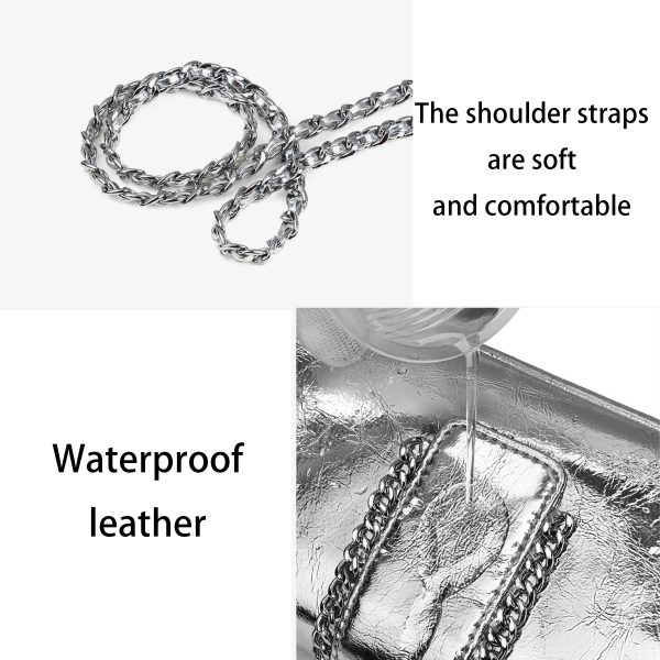 Genuine Leather cross-body metal chain messenger bag - Image 5