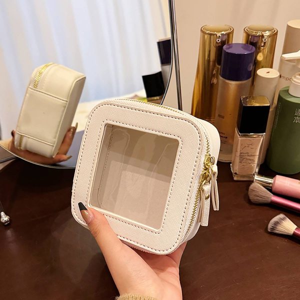 Compact Waterproof Transparent Pu Makeup Bag - Image 5