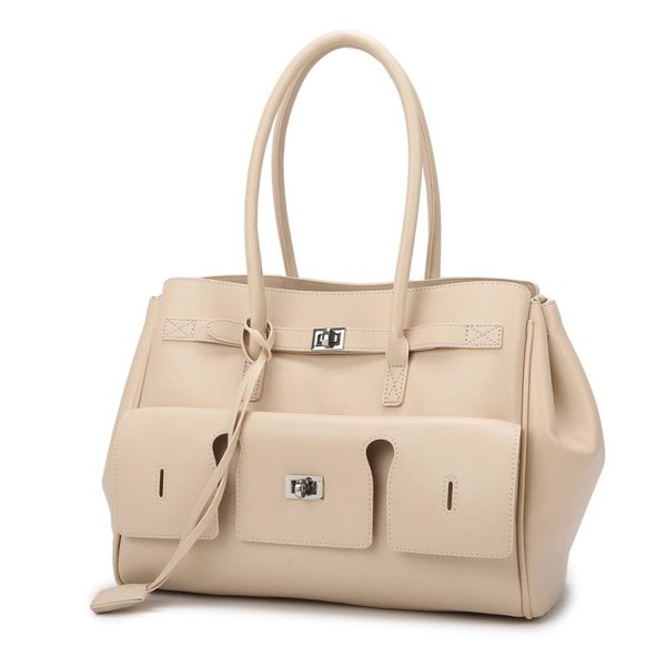 Spacious PU Leather Tote Bag Comfortable Grip - Image 3